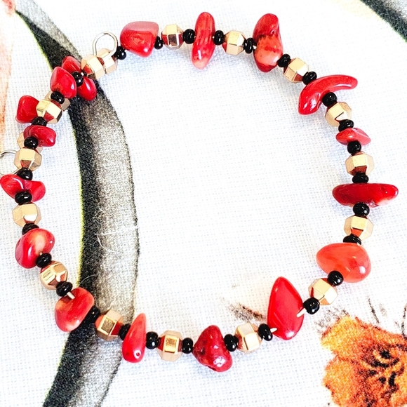 Terra Moda Vibrant Red Coral Bracelet Set - Picture 6 of 6